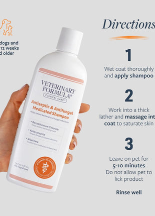 Veterinary Formula Clinical Care Antiseptic and Antifungal Medicated Shampoo for Dogs & Cats, 16 Fl Oz 芒聙聯 Helps Alleviate Scaly, Greasy, red Skin 芒聙聯 Paraben, Dye, Soap-Free (1 Pack)