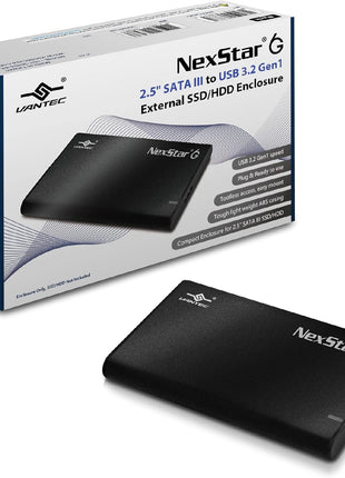 Vantec NexStar 6G, 2.5" SATA III to USB 3.2 Gen1 External SSD/HDD Enclosure, ID: Black (NST-268S3-BK)