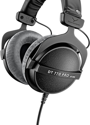 beyerdynamic DT 770 PRO 80 Ohm Over Ear Studio Headphones in Gray. Enclosed design, wired for professional recording and monitoring