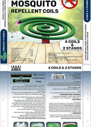 W4W Mosquito Repellent Coils - Outdoor Use Reaches Up to 10 feet - Each Burns for 5-7 Hours (Three Pack Contains 12 coils & 6 Stands)