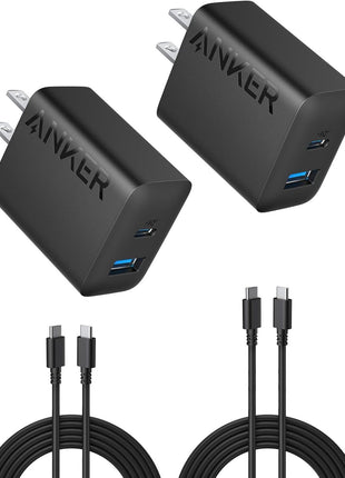 Anker iPhone 16 Charger, 2-Pack 20W Fast USB C Charger Block, for iPhone 16/16 Pro Max/15 Series/iPad Pro and More (Black, 2 Pack & 2 Cable)