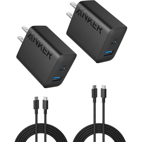 Anker iPhone 16 Charger, 2-Pack 20W Fast USB C Charger Block, for iPhone 16/16 Pro Max/15 Series/iPad Pro and More (Black, 2 Pack & 2 Cable)