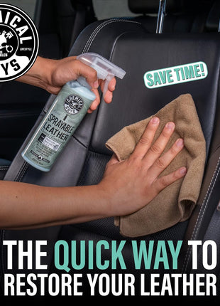 Chemical Guys Sprayable Leather Cleaner and Conditioner in One - Cleans, Conditions, and Protects Leather, Vinyl, Faux & More, Safe for Cars, Furniture & Apparel - 16 oz