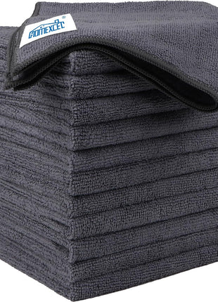 HOMEXCEL Microfiber Cleaning Cloth 12 Pack, 12.5 x 12.5 inch Microfiber Towels for Cars, Ultra Absorbent Washing Cloth, Lint Free Streak Free Cleaning Rags for Car, Kitchen, and Window (Grey)