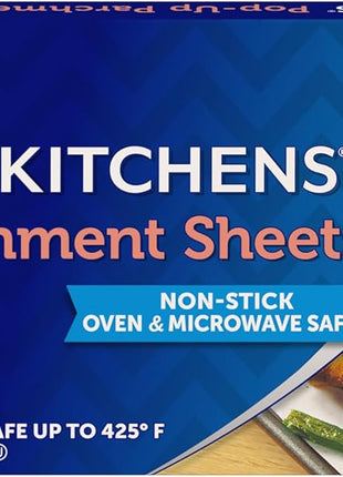 Reynolds Kitchens Pop-Up Parchment Paper Sheets, 30 Count, Fits Standard Baking Pans and Cookie Sheets, Non-Curling, Non-Stick, Pre-Cut, Oven-Safe Up to 425F, 10.75 in x 13.75 in