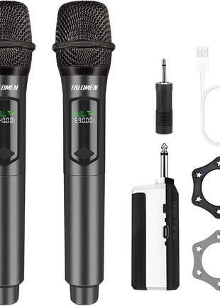 talomen Wireless Microphone,Professional Dual Handheld Cordless Dynamic Mic System with Rechargeable Receiver(160 Ft),Karaoke Microphone Set for Singing,Karaoke,Wedding,DJ,Party,Speech,Church,K60-2