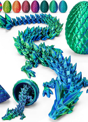 TBOLINE 12" 3D Printed Dragon Egg, Cool 3D Printer Articulated Crystal Dragon Toys for Kids, Surprise Animals Figurines Fidget Dinosaur Eggs Toys for Boys Kids Teen 5-7 4-6 8-12