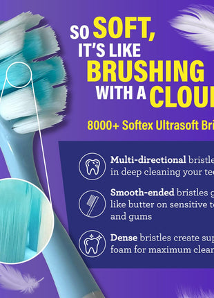 GuruNanda Butter On Gums Toothbrush, ADA Accepted, With 8000 Ultra Soft Softex Bristles for Sensitive & Receding Gums, Perfect for Whiter Teeth, 6 Ct