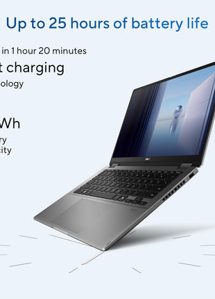 ASUS Vivobook 14 Flip Laptop Copilot+ PC, 14 inch OLED WUXGA 60Hz Touch Display, Intel® CoreTM Ultra 5 226V and ArcTM Graphics, 16GB Memory, 512GB Storage, Windows 11, Matte Gray, TP3407SA-ES54T