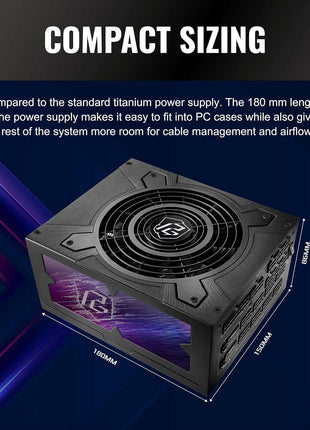 ASRock PG 1600G ATX 3.1 1600W Power Supply PCle5.1 10 Years Warranty Fully Modular Japanese Capacitor Phantom Gaming PG-1600G 80 Plus Gold Cybenetics Platinum 12V-2x6 Cables