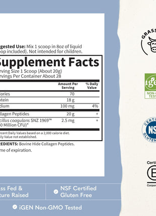Garden of Life Grass Fed Collagen Peptides Powder Unflavored Collagen Powder for Women Men Hair Skin Nails Joints, Hydrolyzed Collagen Protein Supplements, Collagen for Women & Men, 28 Servings