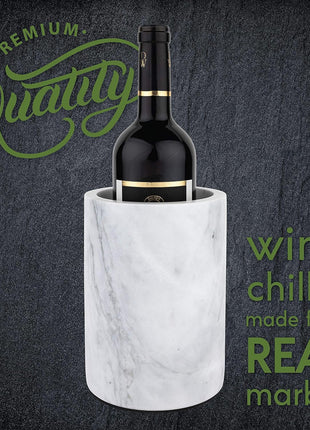 Homeries Marble Wine Chiller Bucket - Wine & Champagne Cooler for Parties, Dinner – Keep Wine & Beverages Cold, Wine Chillers for Bottles – Holds Any 750ml Bottle (Black)