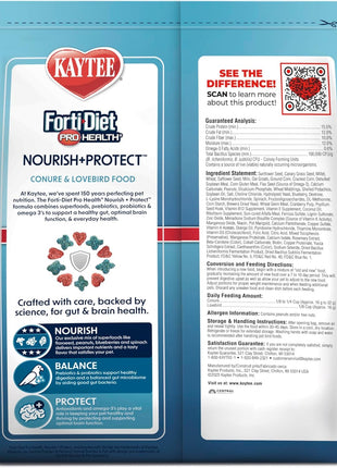 Kaytee Forti-Diet Pro Health Nourish+Protect Conure & Lovebird Food, Comprehensive Nutrition Backed by Science, Digestive Health, Immune Support, 4 pounds