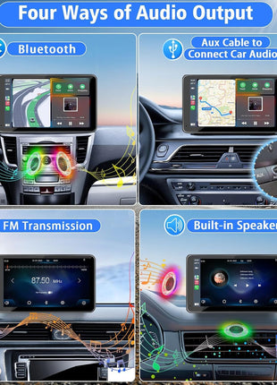 Portable Wireless with Apple CarPlay and Android Auto Screen for Car, 7" HD Touch Screen Car Stereo with Mirror Link, Bluetooth 5.2, Backup Camera, AUX,FM Transmitter for All Vehicle