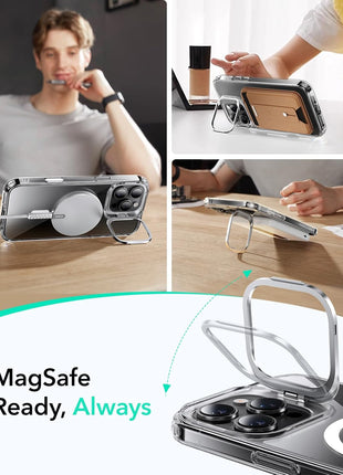 ESR for iPhone 16 Pro Max Case, Camera Control Button Compatible with MagSafe, Military-Grade Protective, Built-in Stash Stand Phone Case, Scratch-Resistant Back Cover, Clear