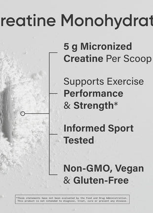 Sports Research® Creatine Monohydrate Powder 5g, Unflavored (100 Servings) | Micronized Creatine Supporting Lean Muscle, Performance & Workout Recovery | Informed Sport, Non-GMO, Gluten-Free