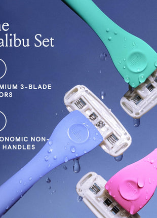Billie 3 Blade Disposable Razors for Women, The Malibu Set, 3 ct