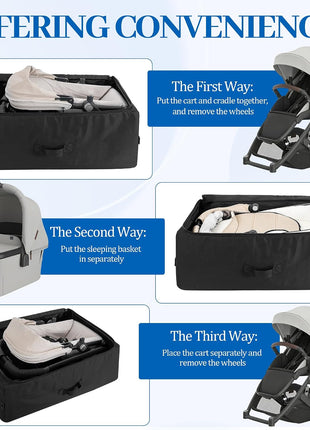 Stroller Bag Compatible with UPPAbaby VISTA/CRUZ V2 Rumbleseat and Bassinet | Stroller Travel Bag Heavy Duty Gate Check Stroller Bag with Delectable Shoulder Strap and Handle (Black)