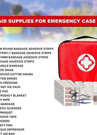 Travel-First Aid-Kit Car-Home 300PCS Survival-Kit Outdoor-Adventure - Small Portable Red Emergency Essential Sets Office Hiking Camping Business Public Must Have First Aid Gear Equipment 1st Aid