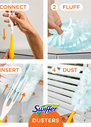 Swiffer Dusters Refill for Cleaning, Made by SWIFFER, Feather & Microfiber Duster Disposable Alternative, for Dusting Furniture, Blinds, Ceiling Fans, Walls, Helps Remove Allergens, Unscented, 18ct