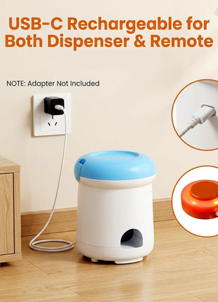 Automatic Dog Treat Dispenser, Button-Activated Interactive Dog Toy | Dog Puzzle Feeder for Mental Stimulation, Positive Reinforcement Training & Slow Feeding, USB Rechargeable