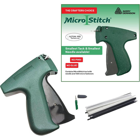 MicroStitch® All‐in‐One Tagging Gun Kit – Ultra‐Fine Needle Tagger with Black/White & Color Fasteners – Fabric‐Safe for Clothing Repairs, Quilting, Crafts, and DIY Projects (Black & White)