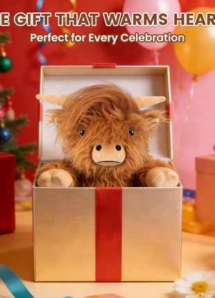 SuzziPals Weighted Highland Cow Stuffed Animals, Microwavable Heating Pad | Period Cramps Relief, Lavender Scented, hyland cow stuffed animal, Stress Relief, Bedtime Companion, Cow Gifts for Women Kids