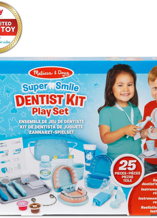 Melissa & Doug Super Smile Dentist Play Set, 25-Piece Dentist Kit with Oversized Teeth, Large Tools & Accessories, Kids Toys for Girls & Boys 3+