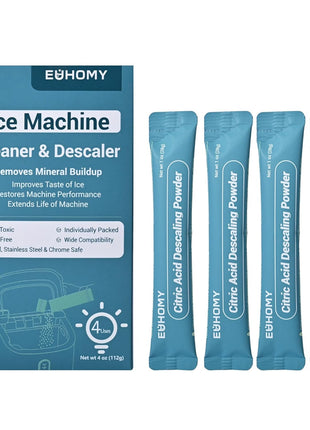 EUHOMY Ice Maker Cleaner & Descaler | 4 Use & Individually Packed | Ice Machine Cleaner with Organic Citric Acid Descaling Powder, Ideal for All Brands
