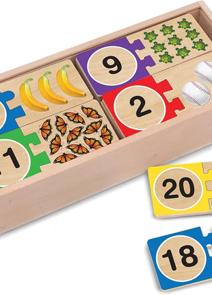 Melissa & Doug Self-Correcting Wooden Number Puzzles with Storage Box (40 pcs)