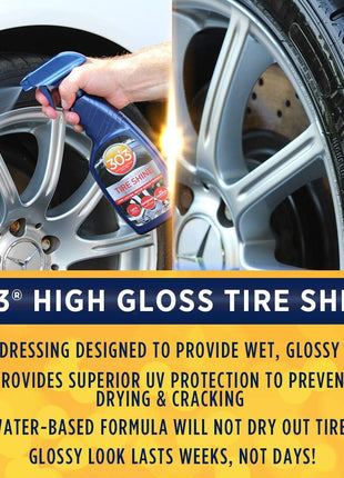 303 Products High Gloss Tire Shine And Protectant - Long Lasting, Water Based Formula - Lasts For Weeks - No Harmful Silicones - Lasts Weeks Not Days, 16 fl. oz. (30395CSR) Packaging May Vary