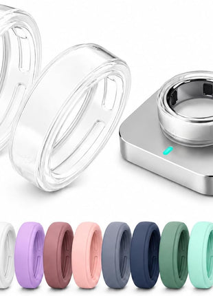 2 Pack Clear & 12 Pack Colorful Ring Cover Compatible with Oura Ring 5