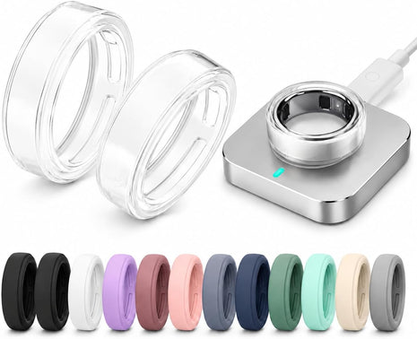 2 Pack Clear & 12 Pack Colorful Ring Cover Compatible with Oura Ring 5