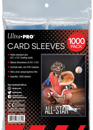 2.5 inch x 3.5 inch Soft Trading Card Penny Sleeves (1000ct)