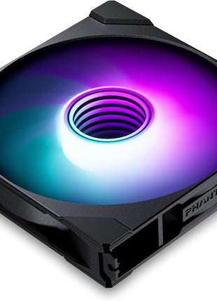 Phanteks M25-140 Gen2 Reversed Blade, 140mm ARGB High Performance Cooling Fans, Daisy-Chain Unified Fan Frame, Infinity Mirror hub, Single Cable Connection, Black