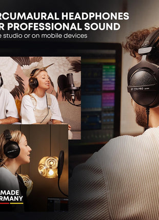 beyerdynamic DT 770 PRO 80 Ohm Over Ear Studio Headphones in Gray. Enclosed design, wired for professional recording and monitoring
