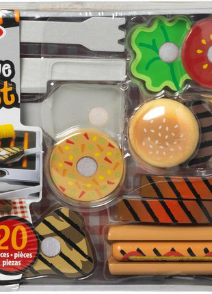 Melissa & Doug 9280 Grill and Serve BBQ Set (20 pcs) - Wooden Play Food and Accessories
