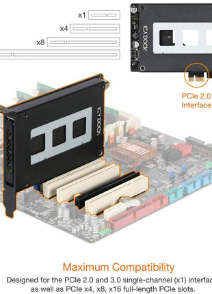 ICY DOCK 2.5 inch SATA SSD Removable Hard Drive Bay Adapter for PCIe Expansion Card Slot | ExpressSlot MB839SP-B