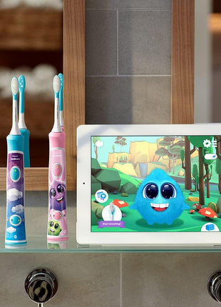Philips Sonicare for Kids 3+ Bluetooth Connected Rechargeable Electric Power Toothbrush, Interactive for Better Brushing, Turquoise, HX6321/02 | 2 Intensities, App Connected, 2-Minute Guided Timer, Includes Brush Head, Turquoise, HX6321/02