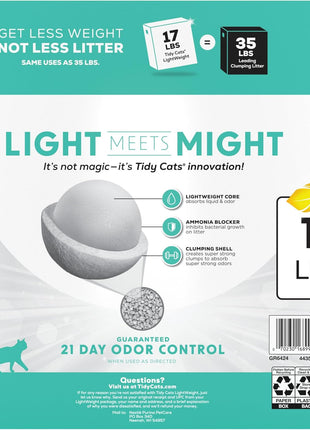 Purina Tidy Cats LightWeight Free and Clean Unscented, Multi-Cat, Clumping, 99.9 Percent Dust Free Cat Litter - 17 lb. Box