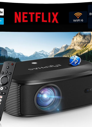 4K Projector with WiFi and Bluetooth - 3000 ANSI Lumens, ELEPHAS Outdoor Movie Projector Compatible with NETFLIX/Prime Video/YouTube, Smart Projector for HDMI/USB/iOS/Android, Portable Home Cinema