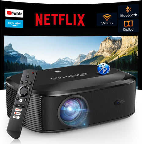 4K Projector with WiFi and Bluetooth - 3000 ANSI Lumens, ELEPHAS Outdoor Movie Projector Compatible with NETFLIX/Prime Video/YouTube, Smart Projector for HDMI/USB/iOS/Android, Portable Home Cinema