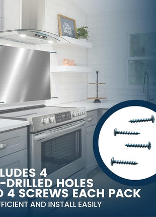 24" x 36" Reversible Metal Backsplash Matching screws | Compatible with Broan-NuTone SP3004 - Ultra Flat and Flushed Metal Panel Splatter Guard for Stovetop Easy Installation
