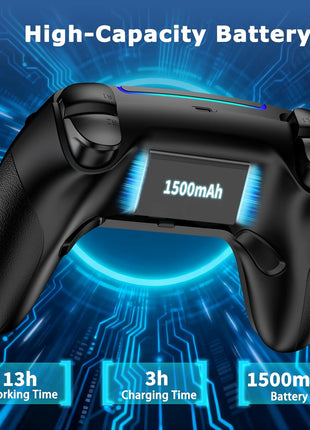 VidPPluing Wireless Controller Compatible with PS5/Android/IOS/MAC/Steam Deck, Gamepad with LED Lighting/Hall Effect Trigger/Turbo/Macro/Dual Vibration/3.5mm Headset Jack/1500 mAh Battery