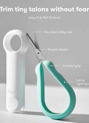 Frida Baby Grooming Kit | Baby Essentials Gift Set Includes Finger Brush with Storage Stand, Hair Brush with Case, Styling Hair Comb, Easy Grip Nail Scissors with Nail File and Case