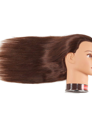 Traininghead 20-22 inch Female 100% Human Hair Mannequin Head Hair Styling Training Head Cosmetology Manikin Head Doll Head for Hairdresser with Free Clamp (brown)（14-16'' ）