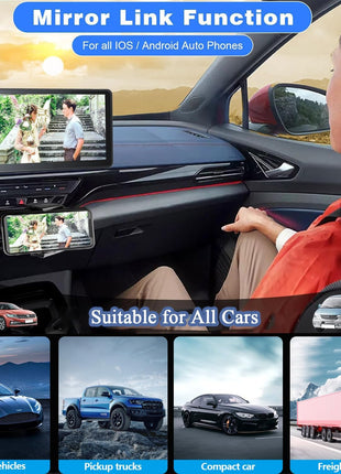 Portable Wireless with Apple CarPlay and Android Auto Screen for Car, 7" HD Touch Screen Car Stereo with Mirror Link, Bluetooth 5.2, Backup Camera, AUX,FM Transmitter for All Vehicle