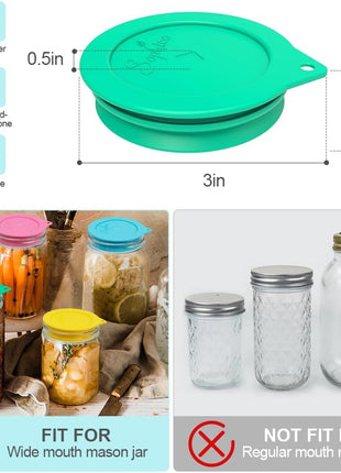 Sophico Silicone Fermenting Lids, Waterless Airlock Fermentation Tops Mason Jar Lid Fermenter Caps for Pickles, Kimchi, and Fermented Probiotic Food   4 Pack, Wide Mouth (Jars Not Included)