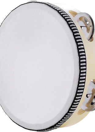 Hand Held Tambourine Drum 6 inch Bell Birch Metal Jingles Percussion Gift Musical Educational Drum Instrument for KTV Party Kids Games (6 inch)