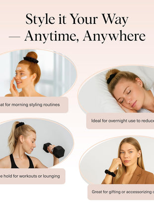 Kitsch Satin Scrunchies for Women ??No Crease Hair Ties ??Soft Satin Hair Scrunchies for Girls ??Frizz Free, Gentle, Stylish Hair Accessories ??Black, 5 pcs